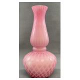 Victorian Pink Diamond Quilted Satin Glass Vase