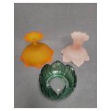 Glass Flower Candle Holders Set of 3