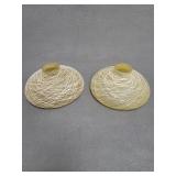 Pair Latticino Art Glass Lamp Shades