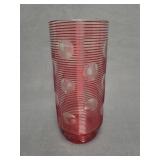 Czech Red Threaded Glass Vase