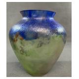 Art Glass Vase With Blue And Green Coloration