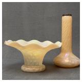 Kralik Attributed Iridescent Glass Vase and Bowl