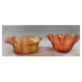 Iridescent Ribbed Art Glass Bowls