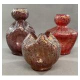 Dugan Venetian Pompeian Frit Glass Vase Trio