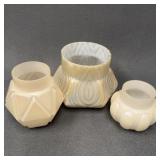 Three Kralik White Iridescent Pearl Vases