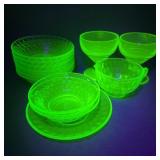 Uranium Glass Tableware Lot
