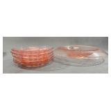 5 Pink Depression Glass Set