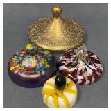 Four Colorful Art Glass Lid Tops