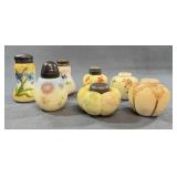 6 Victorian Art Glass Shakers