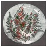 Vintage Edwin Walter Fused Glass Plate Fern Motif