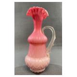 Stevens & Williams Pink Satin Glass Ewer 9 in