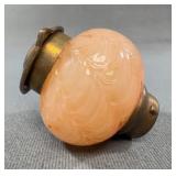Brass and Pink Glass Inkwell