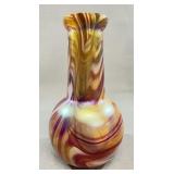 Art Glass Swirl Vase Marbled Yellow Purple 8ï¿½