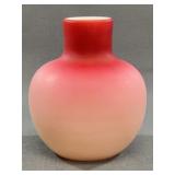 Victorian Pink Satin Glass Cased Vase, 5.5 in.