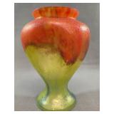 Art Deco French Schneider Style Mottled Glass Vase