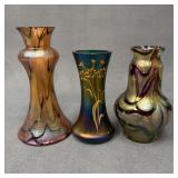 Three Bohemian Art Glass Vases, Attrib. Loetz