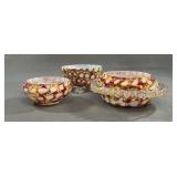 3 Art Glass Bowls With Multicolor Pattern