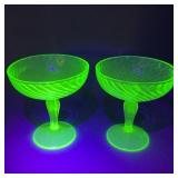 Vintage Uranium Glass Margarita Glasses