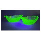 Indiana Glass Tea Room Uranium Glass Bowls