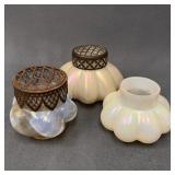 Three Iridescent Glass Posy Vases Attrib. Kralik