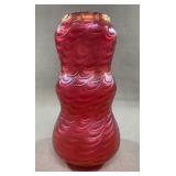Red Iridescent Art Glass Vase 7 Inch
