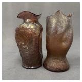 Amethyst Frit Vases, Dugan Glass Attr.