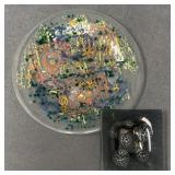 Higgins Fused Glass Plates, Signed, Set of Two