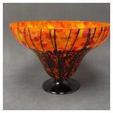 Large Czech Splatter Glass Console Bowl 10.5"