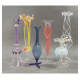 Art Glass Bud Vases and Bell