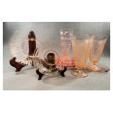 Pink Depression Glass, 2-8 in Plates/Cups