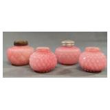 4 Pink Glass Salt Shakers