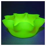 Mt. Washington Burmese Satin Glass Ruffled Bowl