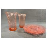 Vintage Pink Crackle Glass