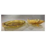 Amber Depression Glass Duo