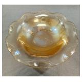 Pressed Glass Bowl with Floral Etching