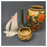 Handmade Pottery Group of Four Assorted Pieces