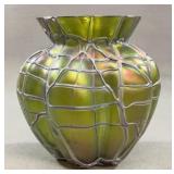 Iridized Art Glass Vase Attrib Konig & Habel