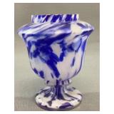 Blue and White Swirled Glass Vase