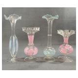 Four Art Glass Bud Vases