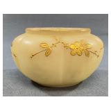 Hand Painted Gilt Floral Satin Glass Bowl