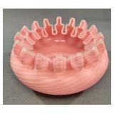 Pink Satin Glass Bowl With Crimped Edge