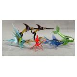 6 Art Glass lAnimal Figurines