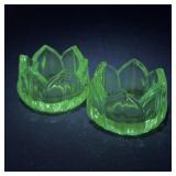 Pair Westmoreland Black Light Salt Cellars