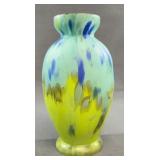 Art Deco Czech Spatter Glass Vase by Rï¿½ckl 8.5"