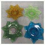 4 Vintage Flower Plates, Uranium Glass
