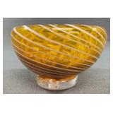Amber Swirl Art Glass Bowl