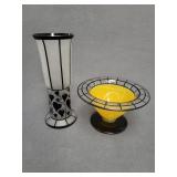 Art Deco Style Glass Vase and Compote Pair