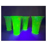 4 Blue and Orange Art Glass Vases