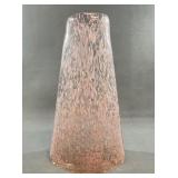 Pink Spotted Blown Glass Vase Tapered Form