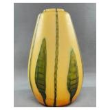 Art Glass Vase with Leaf Motif, 14-Inch Tall